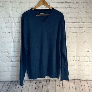 Bonobos Mens Blue Merino Wool Slim Fit Long‎ Sleeve Sweater size XL